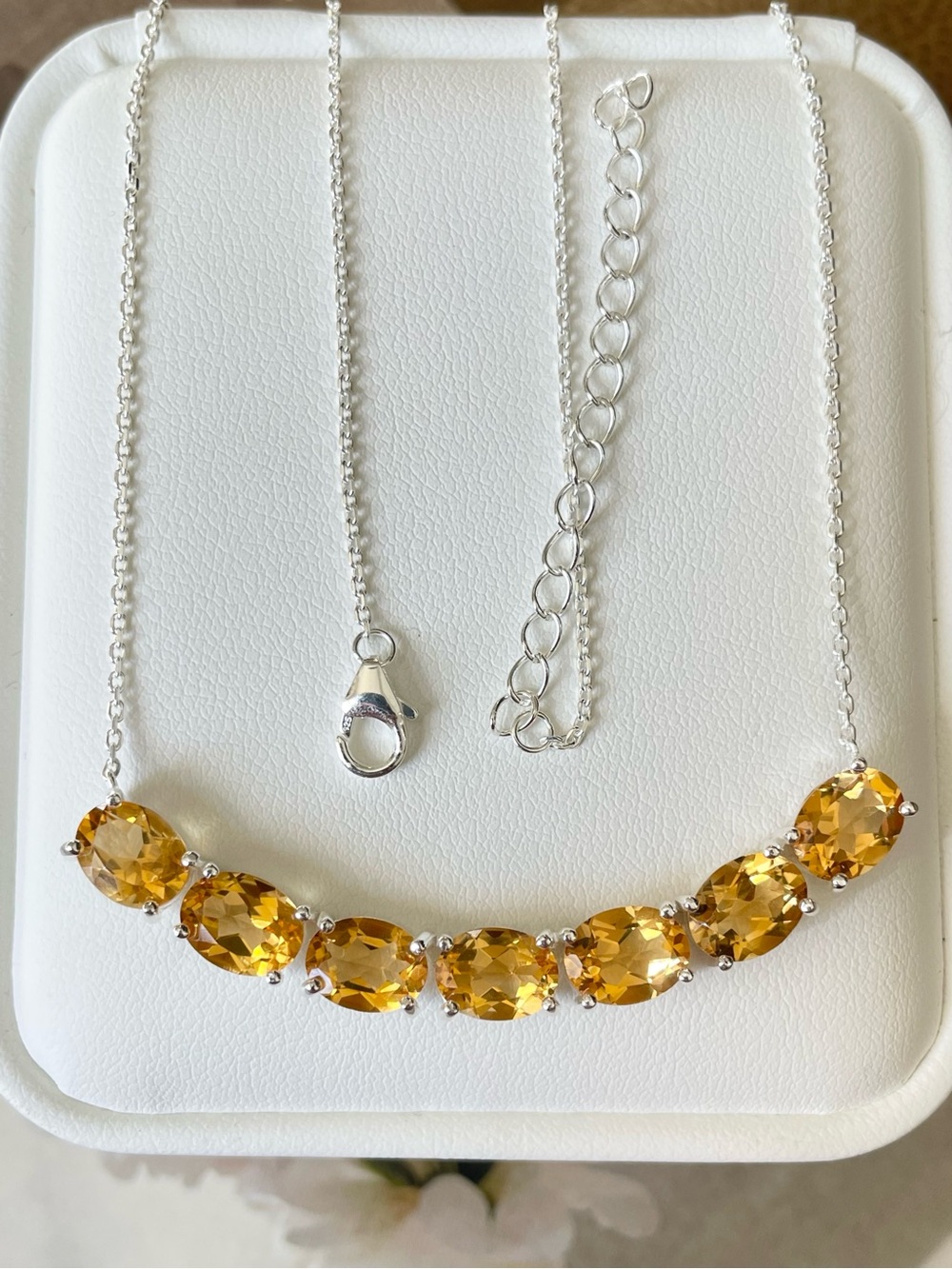 Natural AAA+  Citrine Necklace in 925 Sterling Silver, November Birthstone! Gift